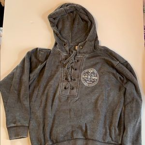 NWOT Playa Del‎ Carmen Mexico Lace Up Sweatshirt Grey